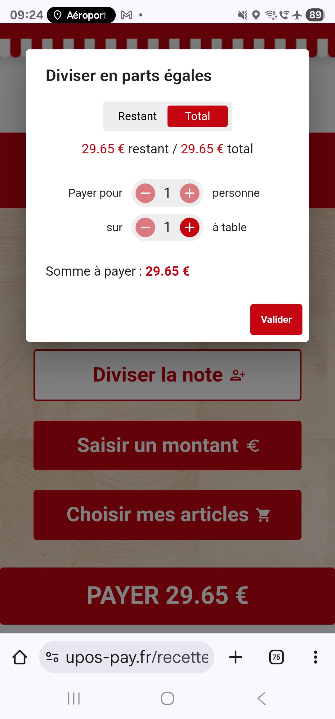 Division parts égales UPOS