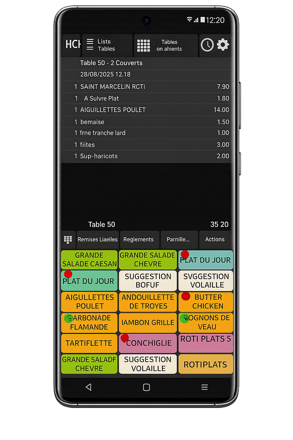 UPOS PAD - Menu et articles