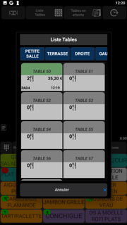 Interface de gestion des tables UPOS PAD
